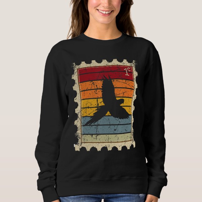 Sudadera Sello Postal Con Un Loro Ara Atardecer (Anverso)