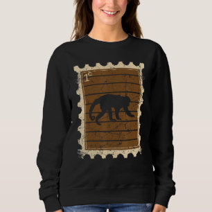 Sudadera Sello Postal Con Un Mono