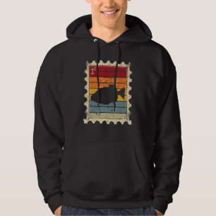 Sudadera Sello Postal Con Un Pez Marino De Puesta De Sol