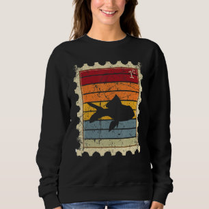 Sudadera Sello Postal Con Un Pez Puesta De Sol