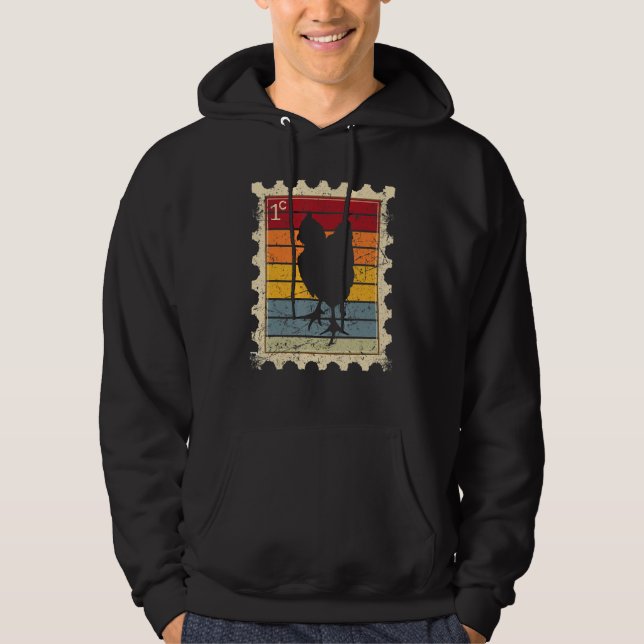 Sudadera Sello Postal Con Un Pollo Atardecer (Anverso)
