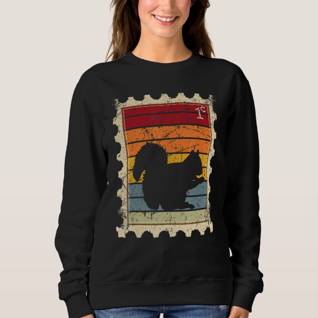 Sudadera Sello Postal Con Una Ardilla De Atardecer (Anverso)