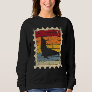 Sudadera Sello Postal Con Una Foca Del Puerto Al Atardecer
