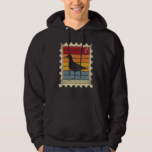 Sudadera Sello Postal Con Una Gaviota Atardecer (Anverso)