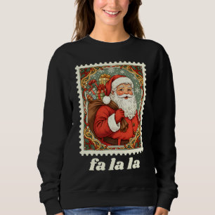 Sudadera Sello postal de Navidad del Papá Noel Fa La La