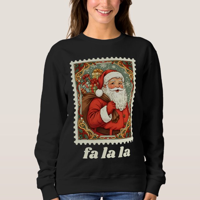 Sudadera Sello postal de Navidad del Papá Noel Fa La La (Anverso)