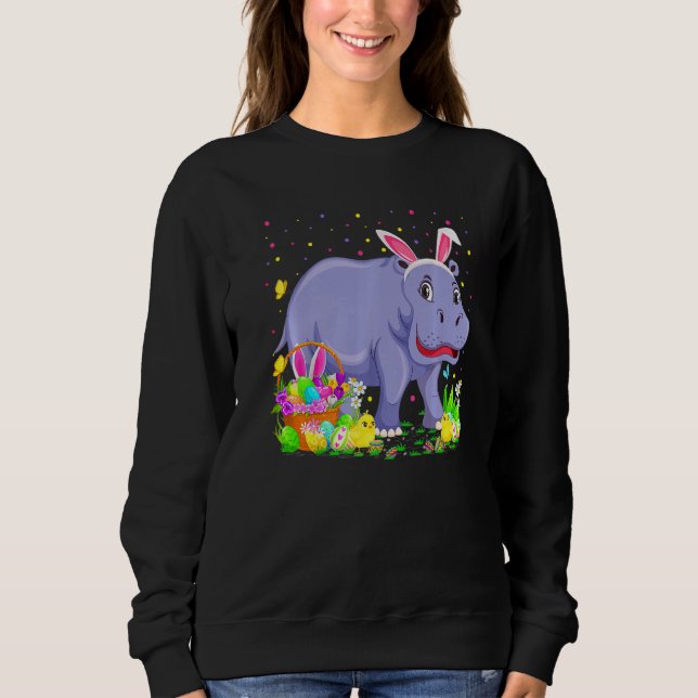 Sudadera Semana Santa Hippo Bunny Egg Hunting Hippotamus Ea (Anverso)