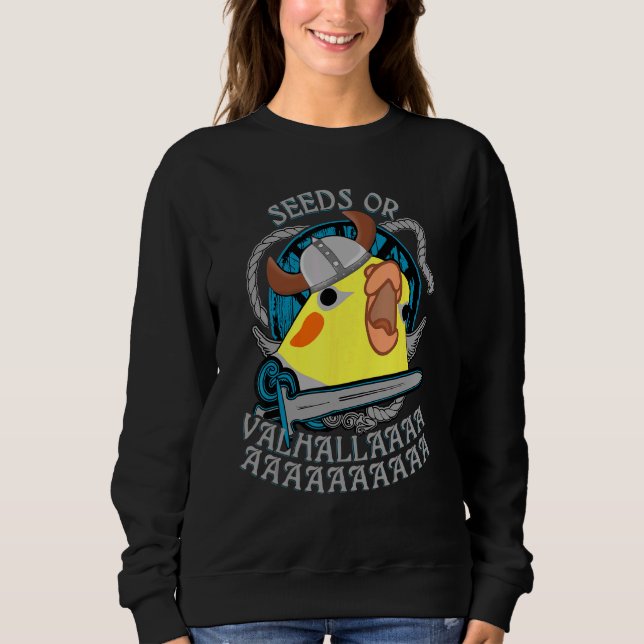 Sudadera Semillas O Valhalla Birb Meme Viking Cockatiel Par (Anverso)