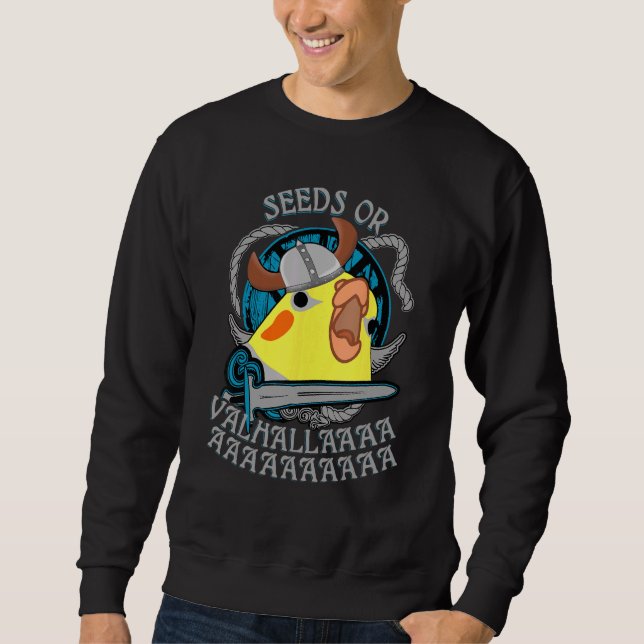 Sudadera Semillas O Valhalla Birb Meme Viking Cockatiel Par (Anverso)