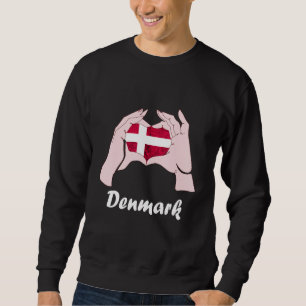 Sudadera Señal de mano de Dinamarca Corazón de amor Bandera