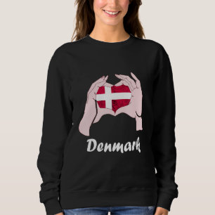 Sudadera Señal de mano de Dinamarca Corazón de amor Bandera