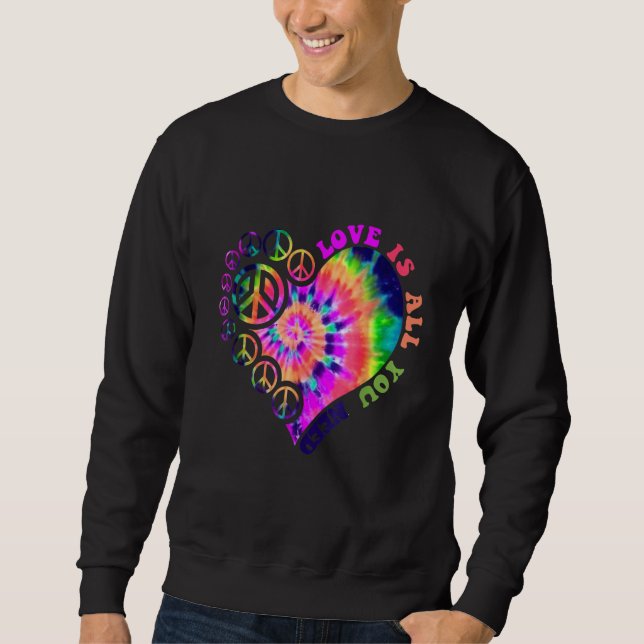 Sudadera Señal de paz amor  60s 70s tie dye disfraz de hipp (Anverso)