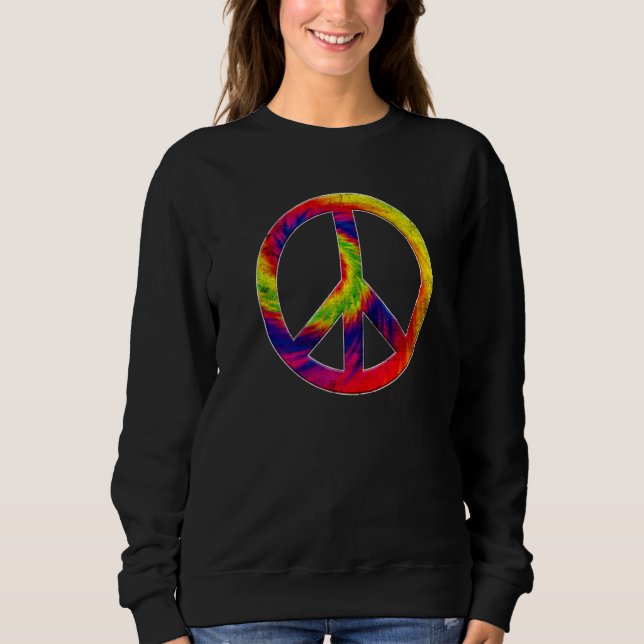 Sudadera Señal de paz de tinte de tinta angustiada e igual  (Anverso)