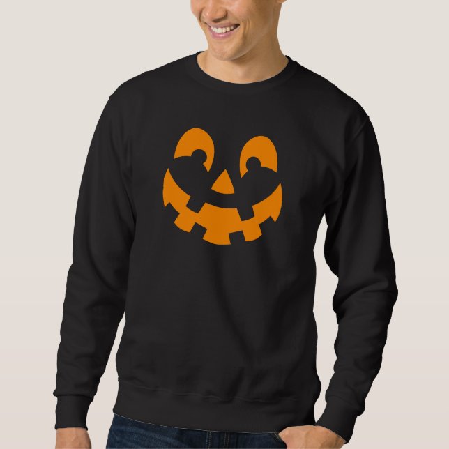Sudadera Sencilla Calabaza Naranja Cara Silhouette Hallowee (Anverso)
