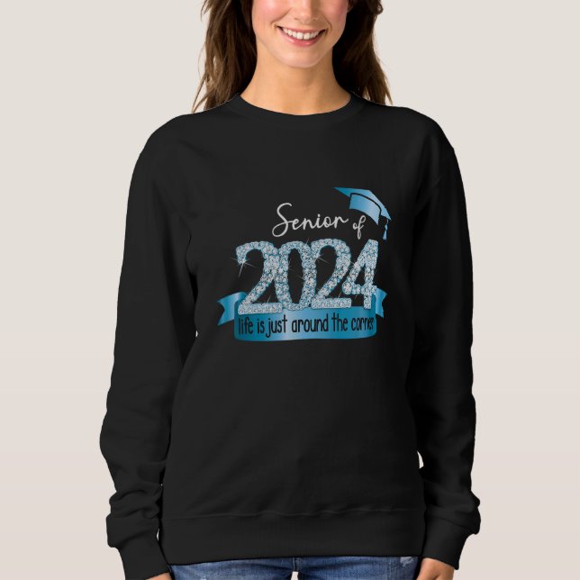 Sudadera Senior 2024 I Motivational Quote Blue Black Party  (Anverso)