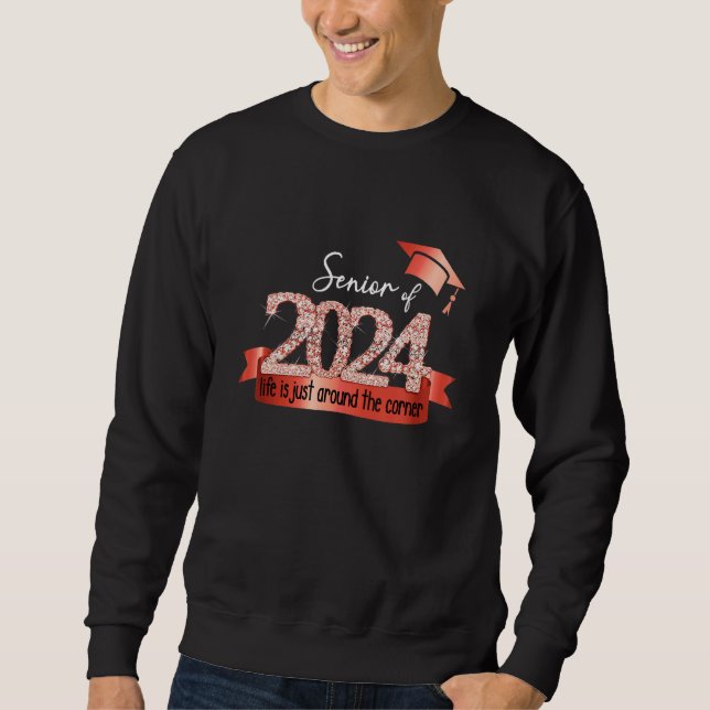 Sudadera Senior 2024 I Motivational Quote Red Black Party O (Anverso)