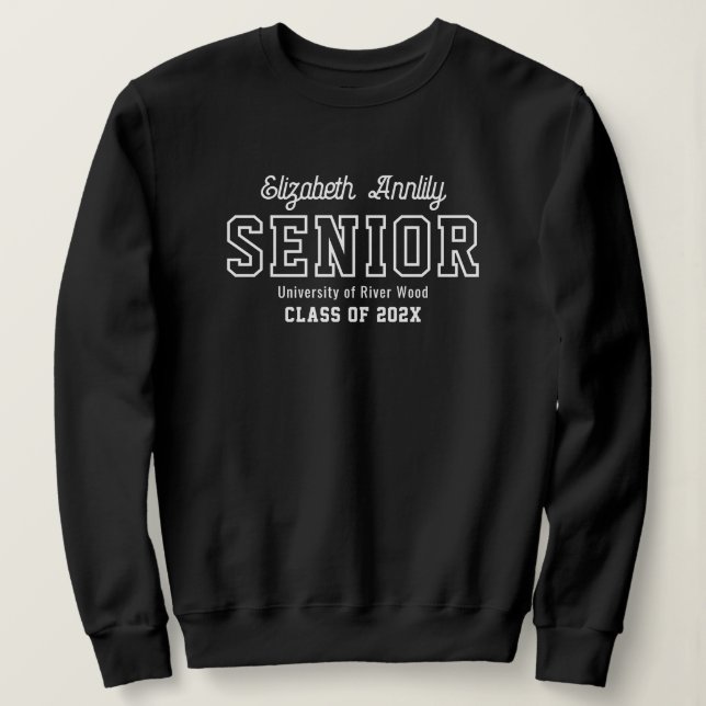 Sudadera Senior Custom Year Script Graduate College  (Anverso del diseño)