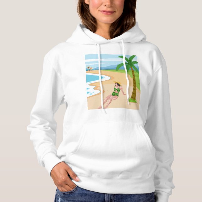 Sudadera señora en la playa (Anverso)