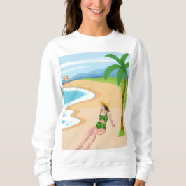 Sudadera señora en la playa