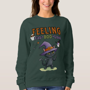 Sudadera Sensación Fab-BOO-Lous Graciosa Halloween Cat Wome