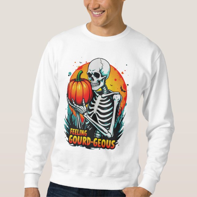 Sudadera "Sentiendo Gourd-geous" Skeleton Hand Halloween Te (Anverso)