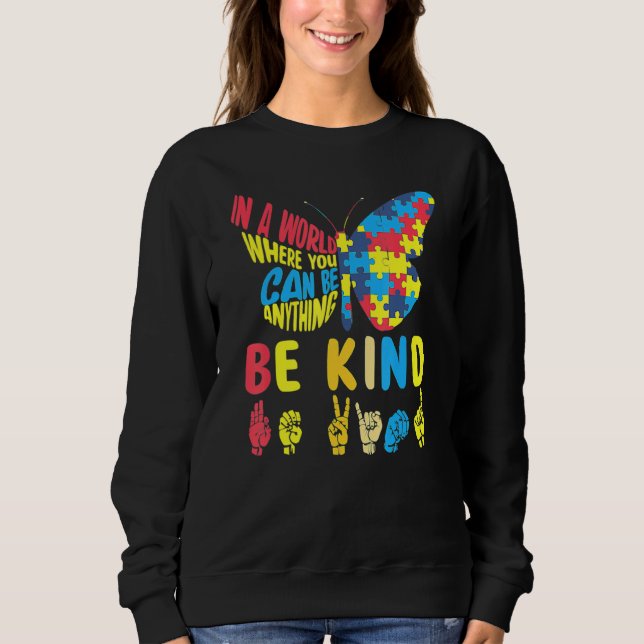 Sudadera Ser amable rompecabezas lenguaje Rótulo mano habla (Anverso)