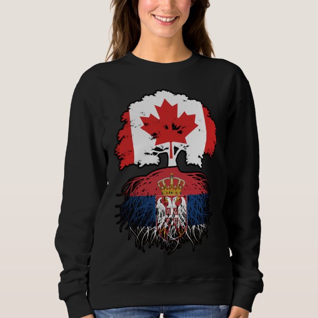 Sudadera Serbia Bandera de raíces de árbol canadiense serbi (Anverso)
