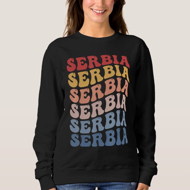 Sudadera Serbia Groovy Retro Serbio (Anverso)