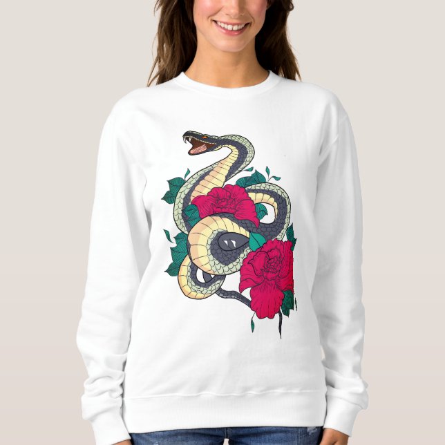 Sudadera Serpiente Y Rosa Rojo (Anverso)