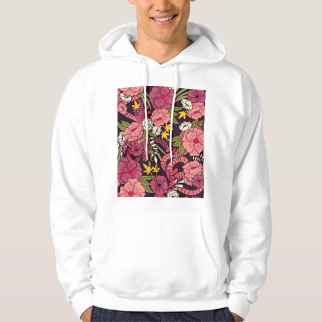 Sudadera Serpientes de jungla, flores tropicales, patrón vi (Anverso)