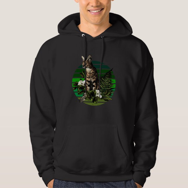 Sudadera Serval Wild Spotted Cat Distressed Green Retro Sun (Anverso)