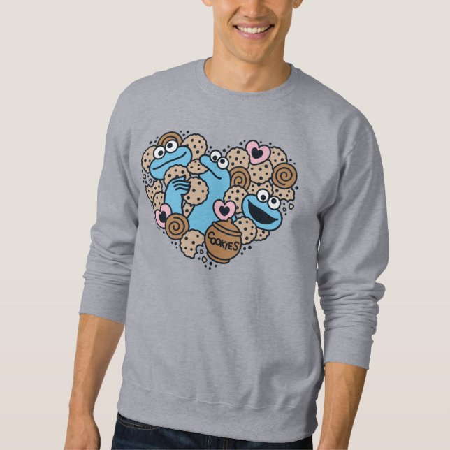 Sudadera Sésamo | Cookie Monster Doodle Heart (Anverso)