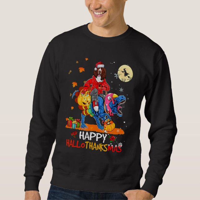Sudadera Setter Inglés Feliz Hallothanksmas Halloween Que (Anverso)