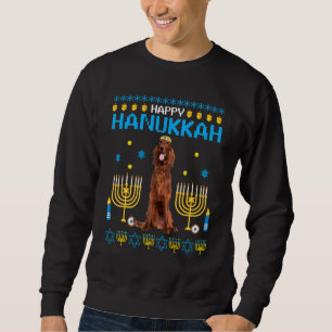 Sudadera Setter irlandés Chanukah Jewish Ugly Hanukkah Swea