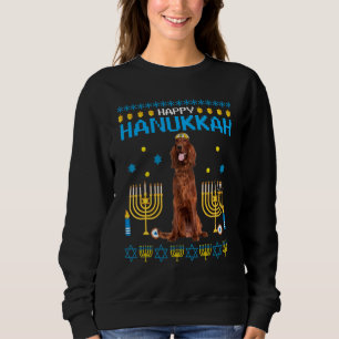 Sudadera Setter irlandés Chanukah Jewish Ugly Hanukkah Swea