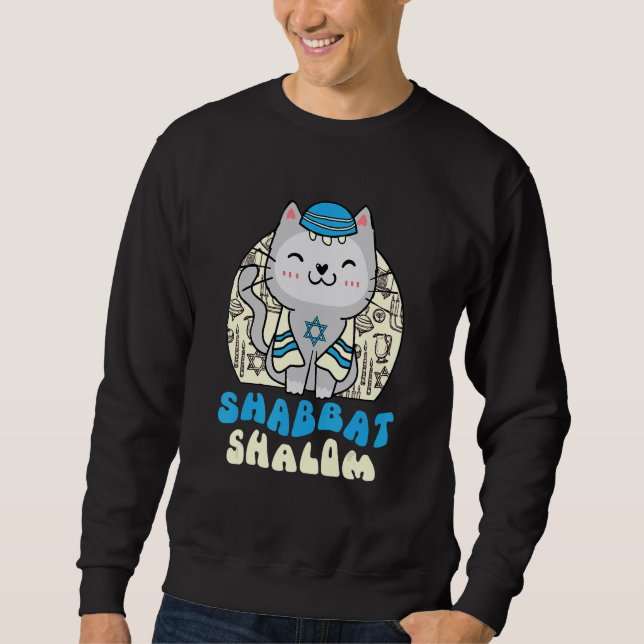 Sudadera Shabbat Shalom Cat  Kitten Happy Hanukkah Chanukka (Anverso)