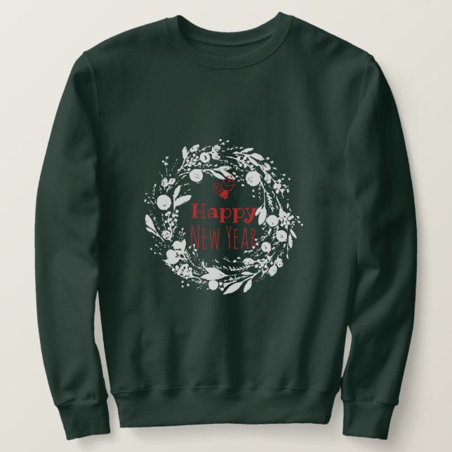 Sudadera Shabby Winter Wreath Feliz Año Nuevo feriado (Anverso del diseño)