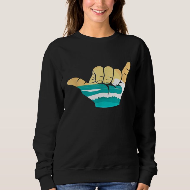 Sudadera Shaka Hang Rótulo Loose Ocean Waves Surf (Anverso)