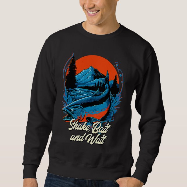 Sudadera Shake Bait and Wait Fishing Lakes Fisherman Lagoon (Anverso)