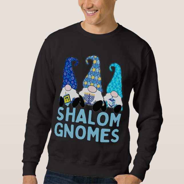 Sudadera Shalom Gnomes 3 Hanukkah Gnomes Elves Cute Blue Ha (Anverso)