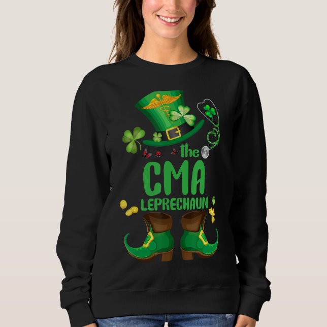 Sudadera Shamrock Cma Nurse Leprechaun Funny St Patricks Da (Anverso)