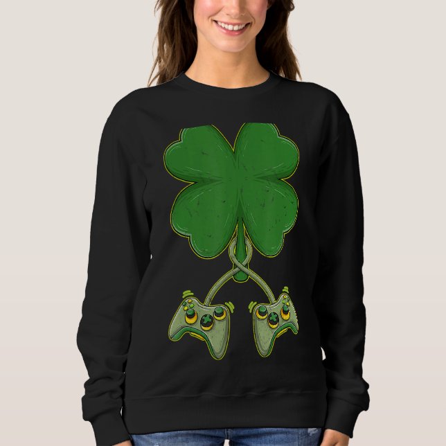 Sudadera Shamrock Gamer Video Game Controller St Patricks D (Anverso)