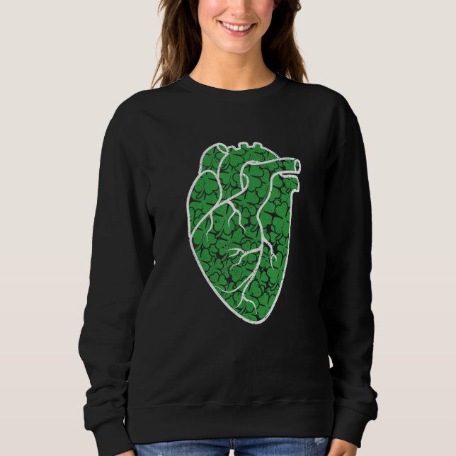 Sudadera Shamrock Heart Cardiac Nurse St Patricks Day Anato (Anverso)