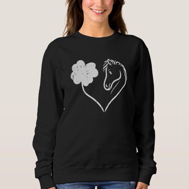 Sudadera Shamrock Heart Horse C St Patricks Day Mujeres Chi (Anverso)