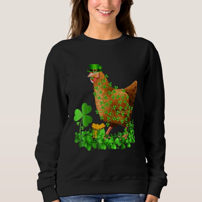 Sudadera Shamrock Leaf Leprechaun Gorra Chicken St Patr (Anverso)