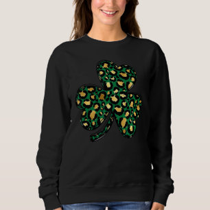 Sudadera Shamrock Leopard Plaid Cute Lucky Cheetah St Patri