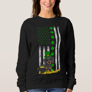 Sudadera Shamrock Pot St Patrick Día Dachshund Perro Traman