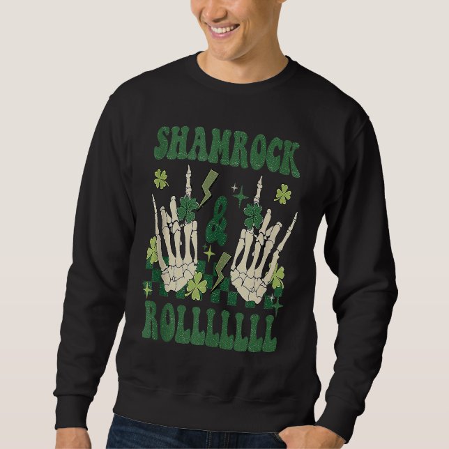 Sudadera SHAMROCK & ROLLLLLL Heavy Metal Punk Rock St Patri (Anverso)