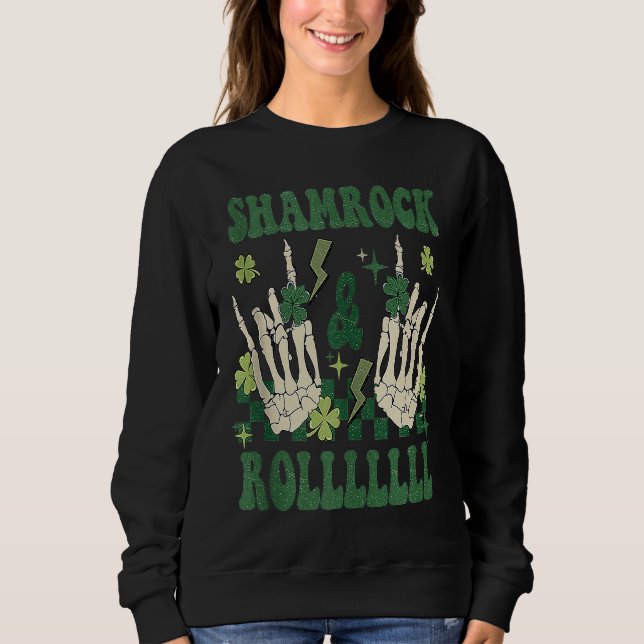 Sudadera SHAMROCK & ROLLLLLL Heavy Metal Punk Rock St Patri (Anverso)