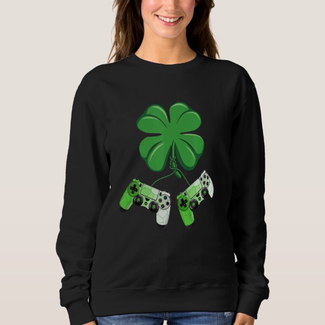 Sudadera Shamrock Video Game Lover St Patricks Day Gaming K (Anverso)